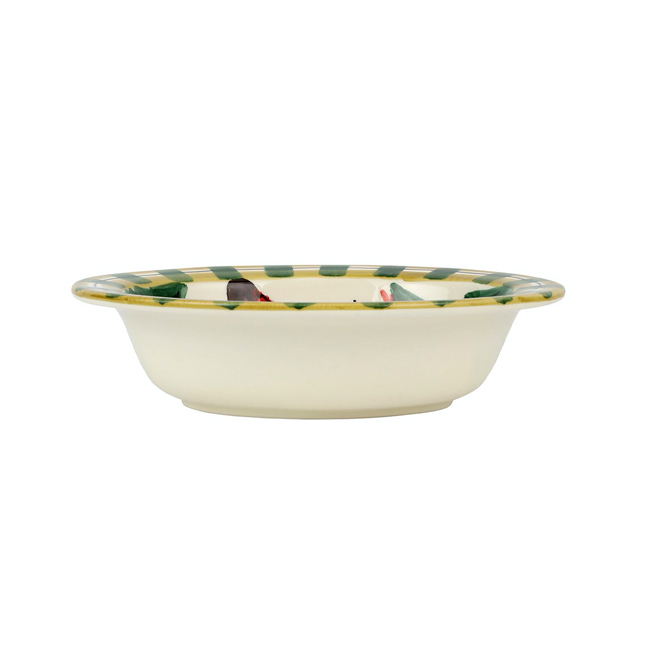 Vietri Old St. Nick Rimmed Oval Bowl w/ Owl - side