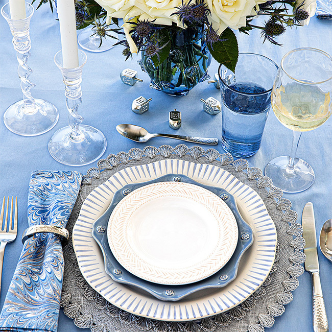 Juliska Puro Large Tumbler | Blue with place setting