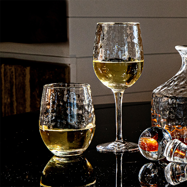 Juliska Puro White Wine Glass with a stemless glass