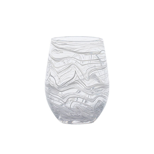 Juliska Puro Marbled Stemless Wine Glass | White