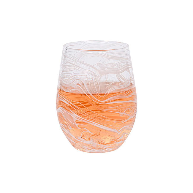 Juliska Puro Marbled Stemless Wine Glass | White