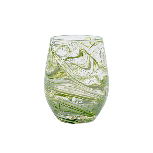 Juliska Puro Marbled Stemless Wine Glass | Green