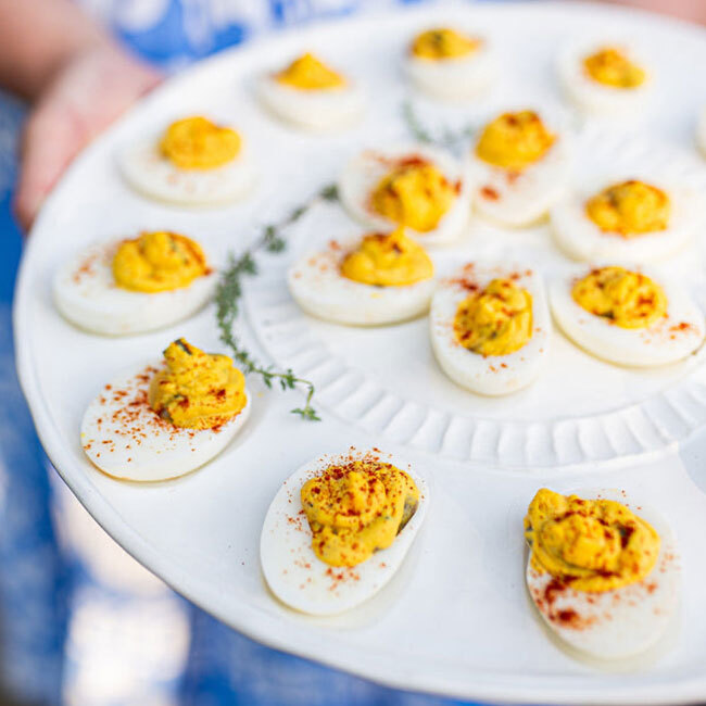 Vietri Pietra Serena Deviled Egg Tray