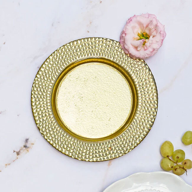 Vietri Pelli Glass Salad Plate | Gold