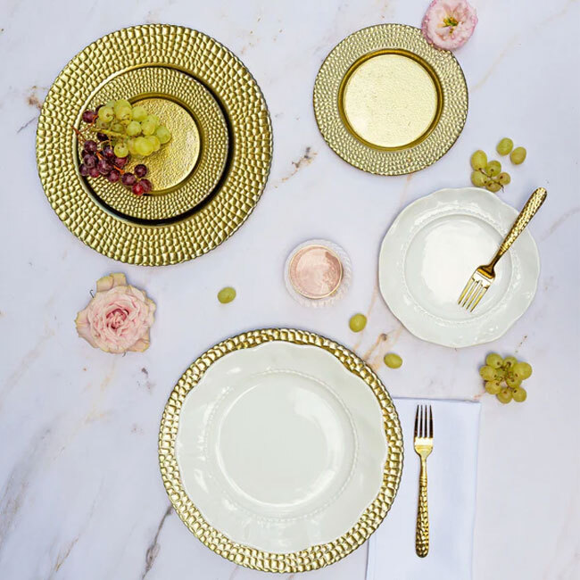 Vietri Pelli Glass Salad Plate | Gold