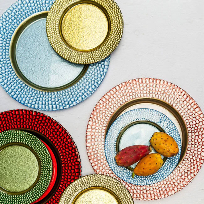Vietri Pelli Glass Salad Plate | Gold