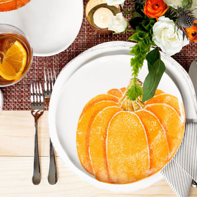Vietri Pumpkins Salad Plate - Orange Medium Pumpkin