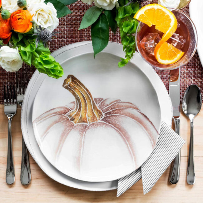 Vietri Pumpkins Salad Plate - White Medium Pumpkin