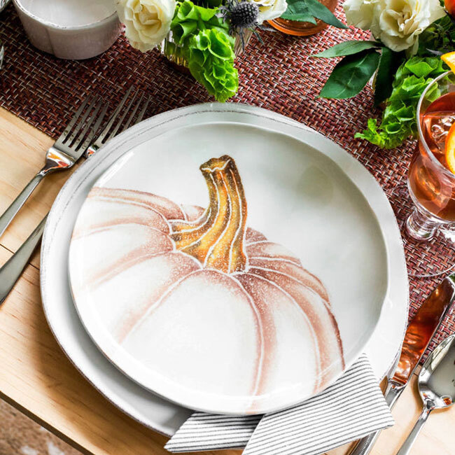 Vietri Pumpkins Salad Plate - White Medium Pumpkin