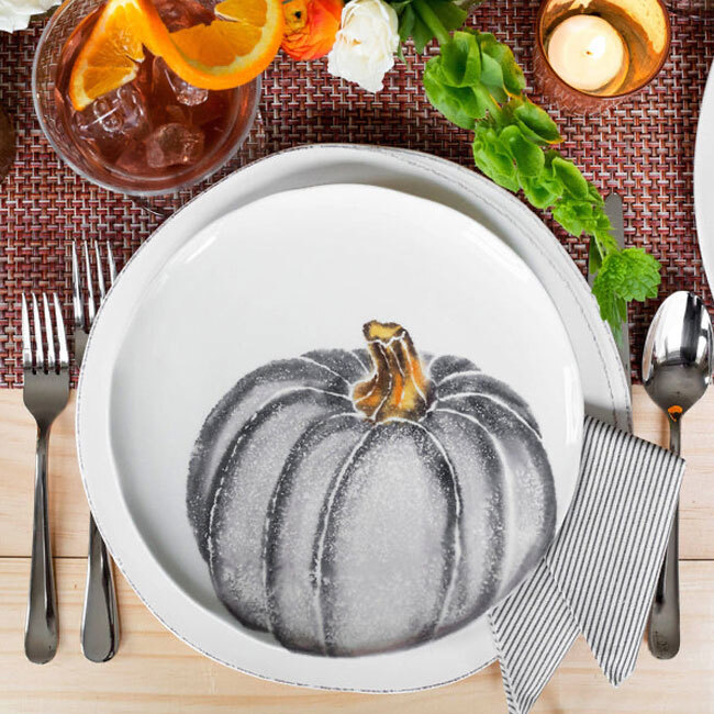 Vietri Pumpkins Salad Plate - Gray Medium Pumpkin