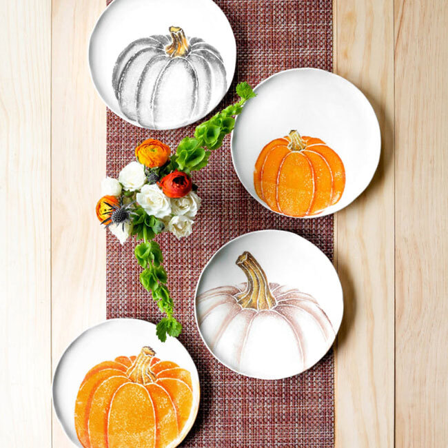 Vietri Pumpkins Salad Plate - Gray Medium Pumpkin