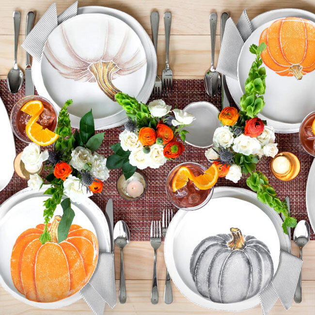Vietri Pumpkins Salad Plate - Gray Medium Pumpkin