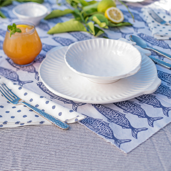 Vietri Pesce Serena Dinner Plate - Place Setting