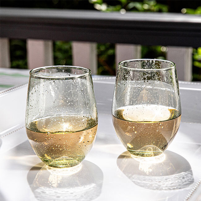 Juliska Provence Stemless Wine Glass | Basil - pair