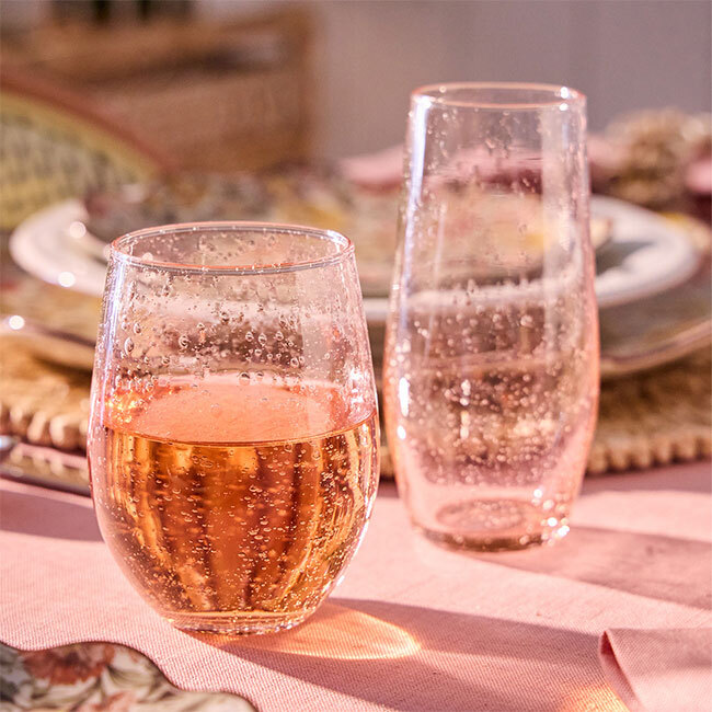 Juliska Provence Stemless Wine Glass | Blush on table