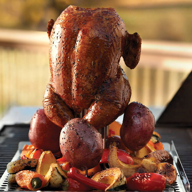 Fox Run Flavor Roaster for Chicken & Potatoes in use