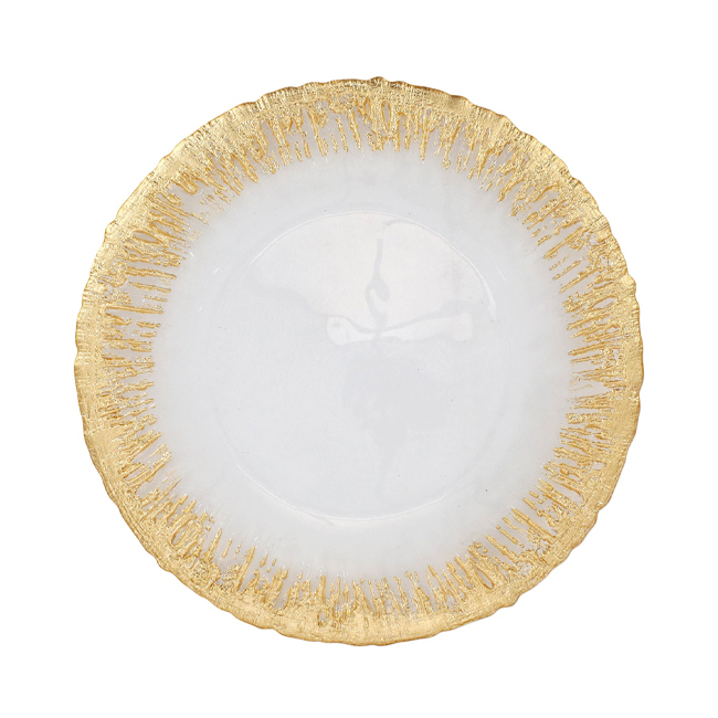 Vietri Rufolo Glass Gold Brushstroke Dinner Plate