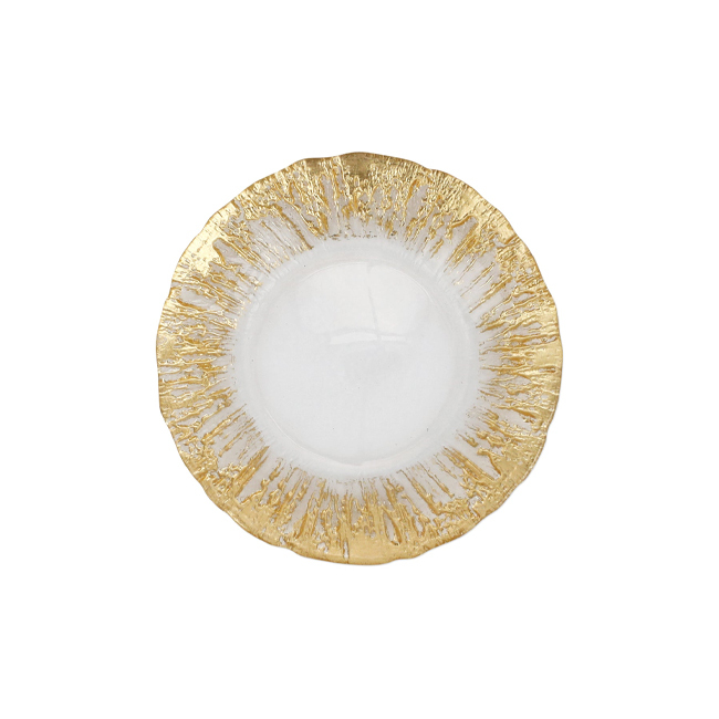 Product Vietri Rufolo Glass Gold Brushstroke Salad Plate