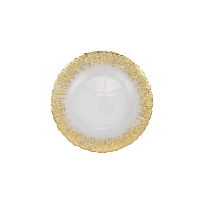 Vietri Rufolo Glass Gold Brushstroke Canapé Plate