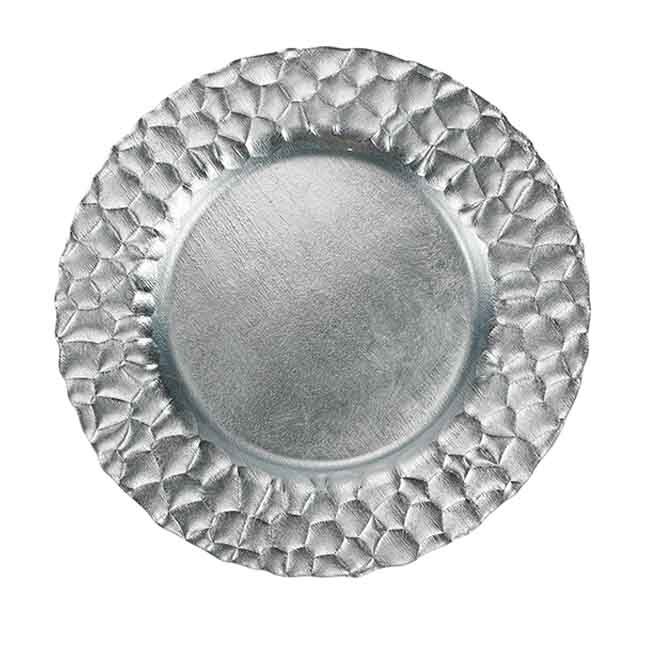 Vietri Rufolo Glass Platinum Honeycomb Service Plate/Charger