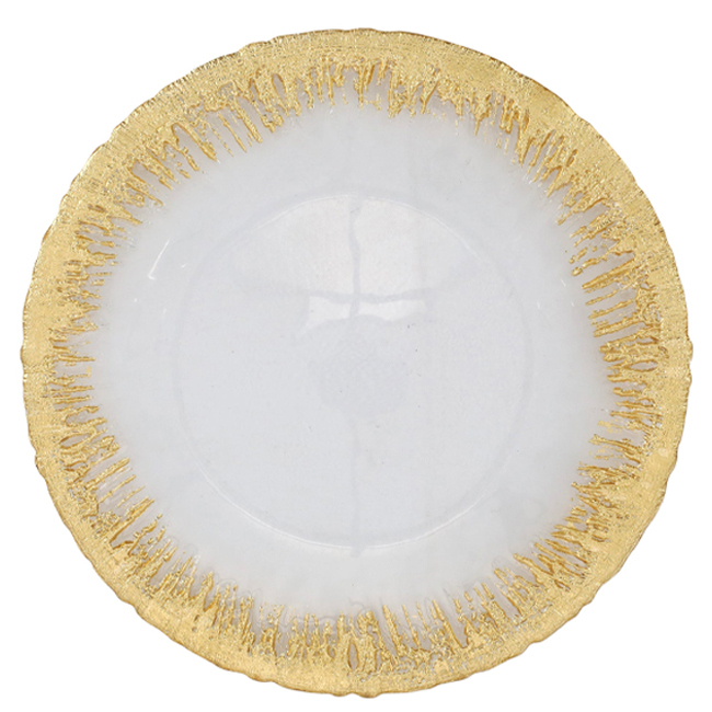 Vietri Rufolo Glass Gold Brushstroke Service Plate/Charger