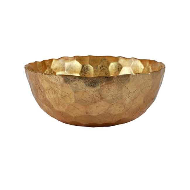 Vietri Rufolo Glass Gold Honeycomb Medium Bowl - Side