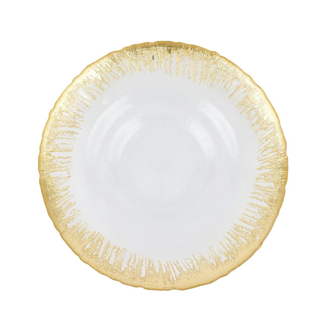 Vietri Rufolo Glass Gold Brushstroke Medium Shallow Bowl