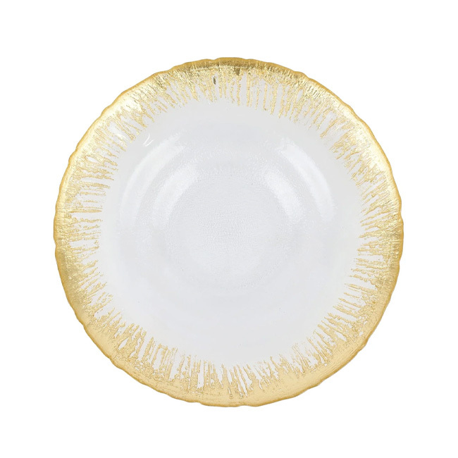 Product Vietri Rufolo Glass Gold Brushstroke Medium Shallow Bowl