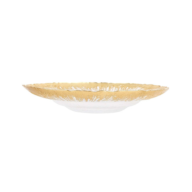 Vietri Rufolo Glass Gold Brushstroke Medium Shallow Bowl - side