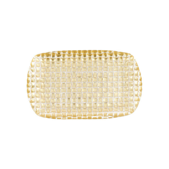 Product Vietri Rufolo Glass Gold Basketweave Rectangular Tray