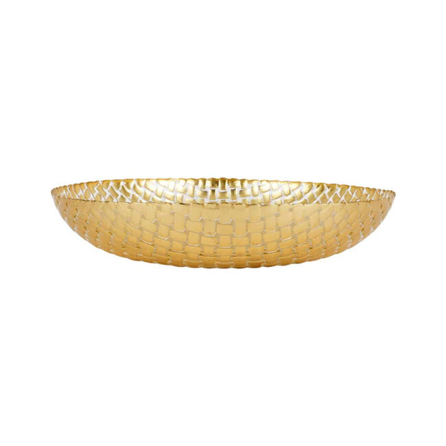 Product Vietri Rufolo Glass Gold Basketweave Large Shallow Bowl