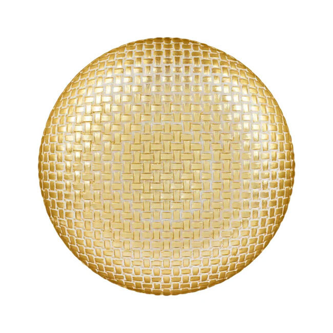 Vietri Rufolo Glass Gold Basketweave Large Shallow Bowl