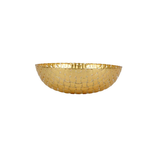 Product Vietri Rufolo Glass Gold Basketweave Small Serving Bowl
