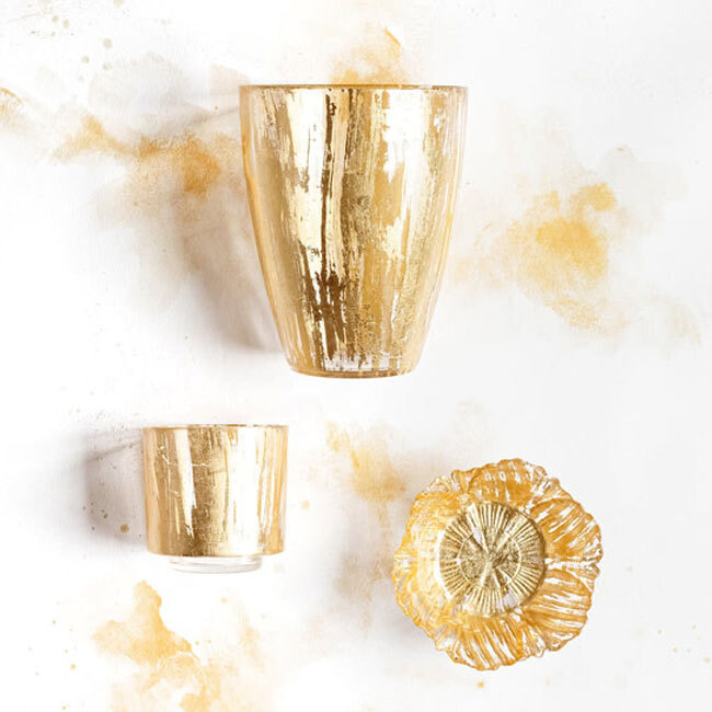 Vietri Rufolo Glass Gold Brushstroke Vase with collection