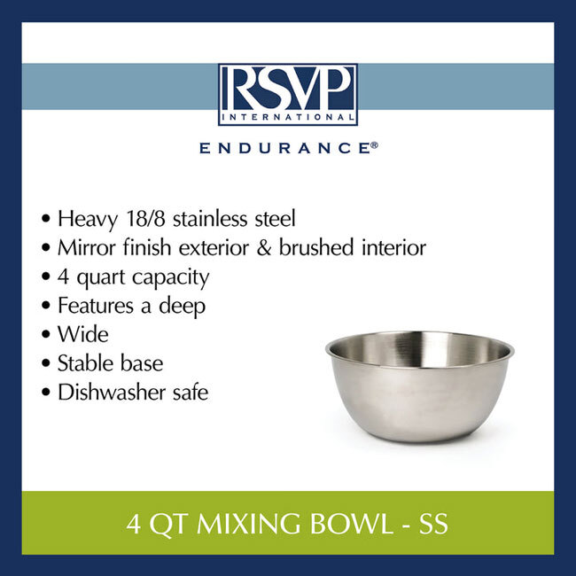 RSVP International Endurance® 4 Qt Mixing Bowl | Stainless Steel
