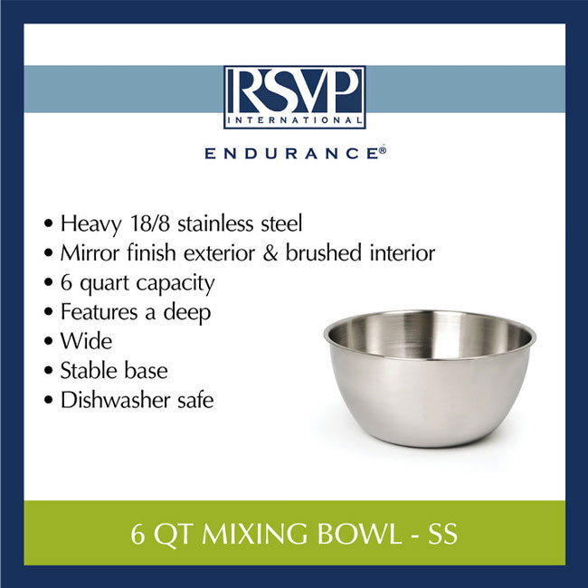 RSVP International Endurance® 6 Qt Mixing Bowl | Stainless Steel