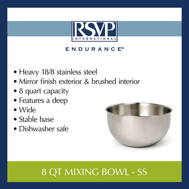 RSVP International Endurance® 8 Qt Mixing Bowl | Stainless Steel