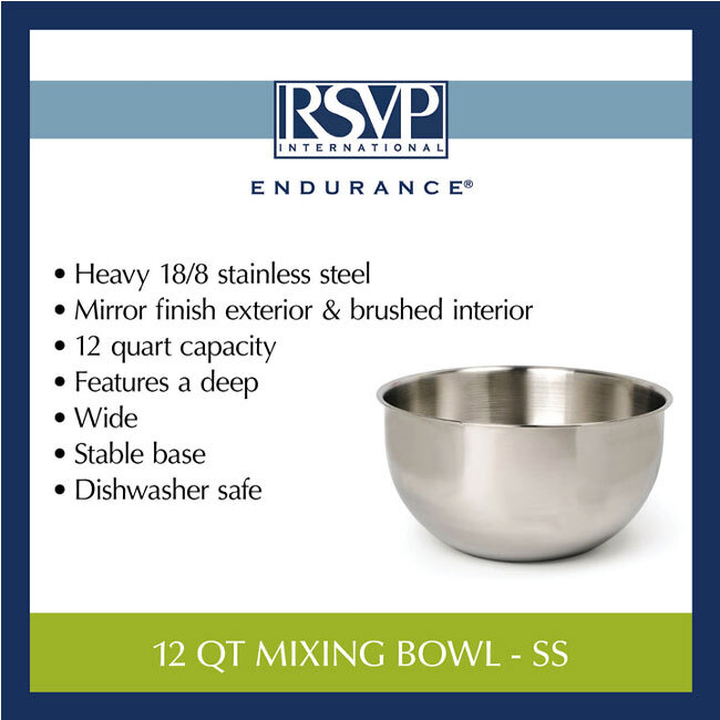 RSVP International Endurance® 12 Qt Mixing Bowl | Stainless Steel