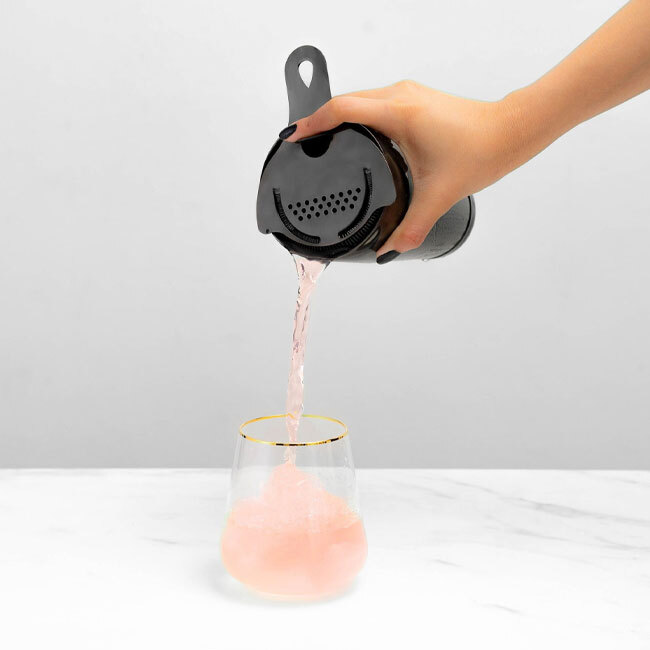 A Bar Above Black Cocktail Shaker Set (4-Piece) - pouring from shaker