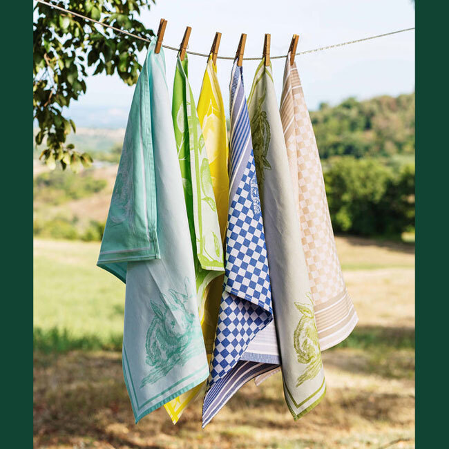 Vietri Strofinaccio Bunny Dish Towel | Aqua with other towels