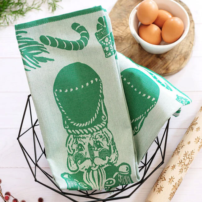 Vietri Strofinaccio Nutcracker Dish Towel | Green
