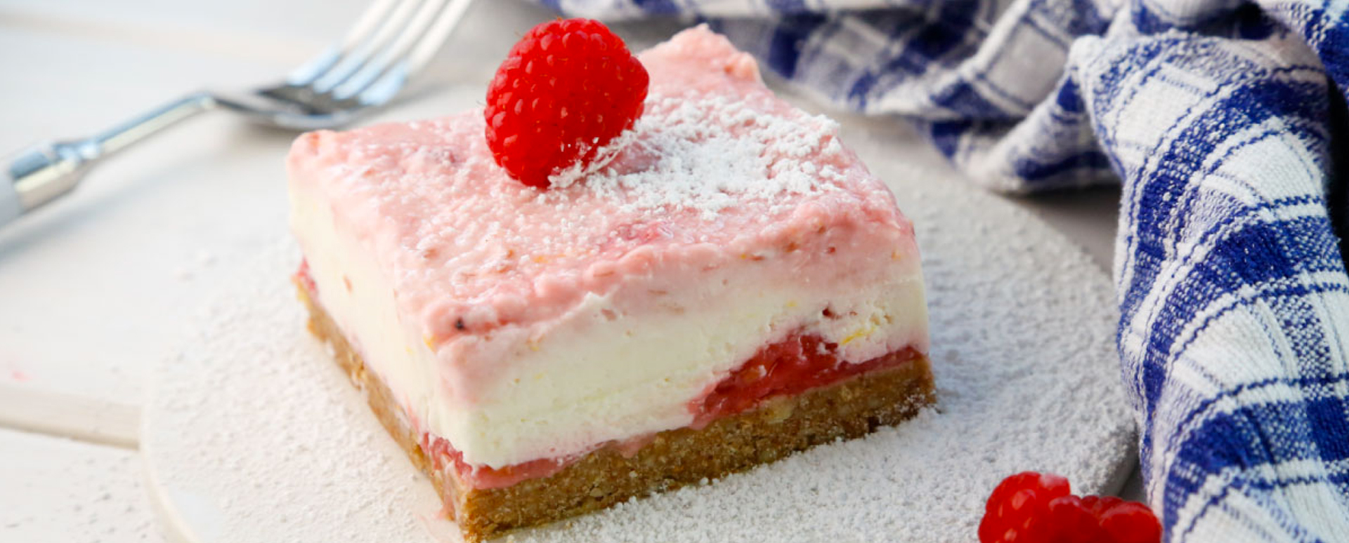 No-Bake Raspberry Lemon Cheesecake Bars with Graham Cracker Almond Crust
