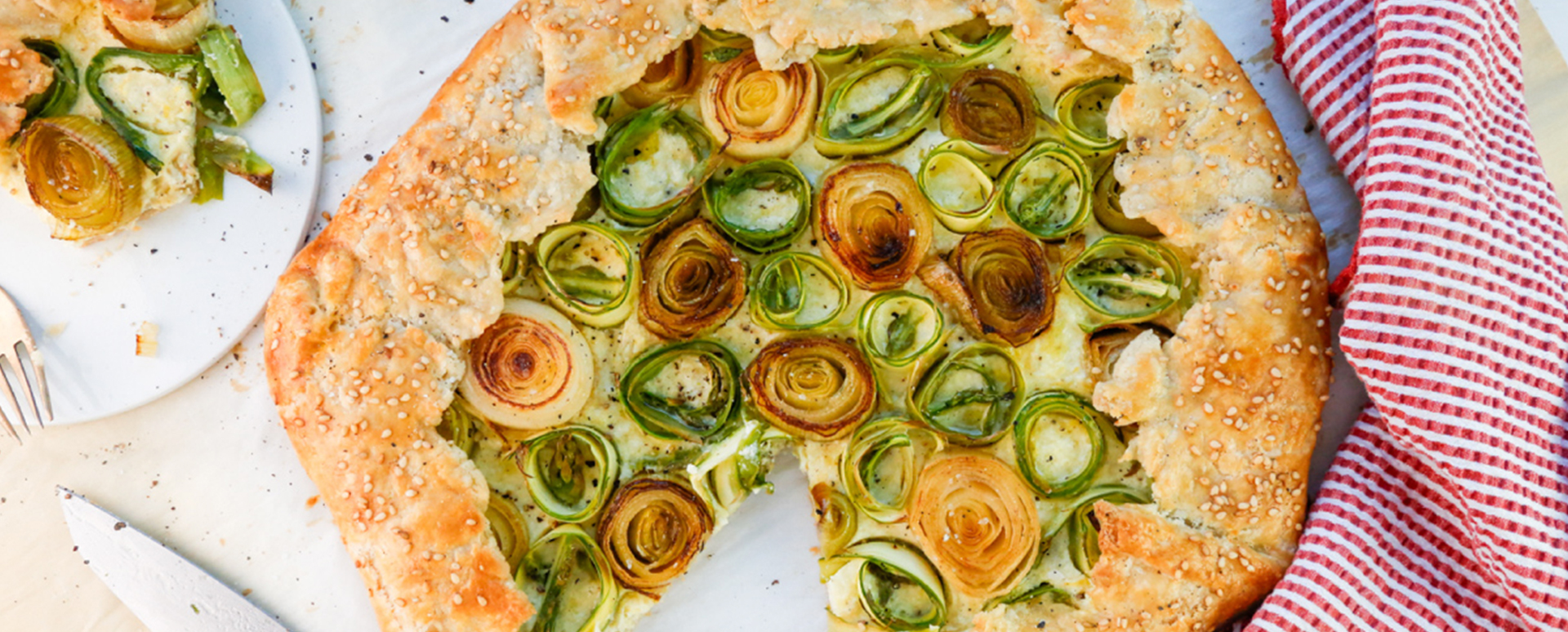 Spring Leek & Asparagus Galette with Roasted Garlic and Lemon Ricotta