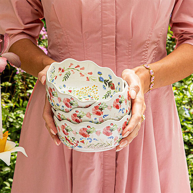 Juliska Sofia Cereal/Ice Cream Bowl | Multi	- stacked being held