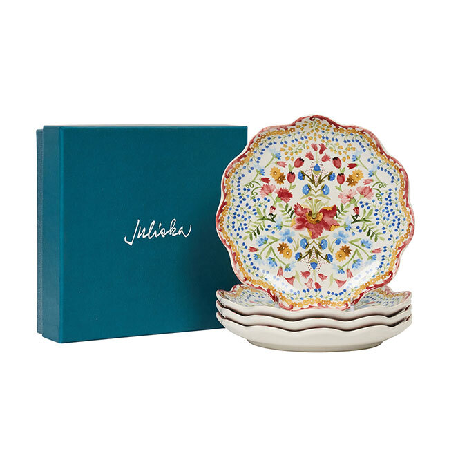 Juliska Sofia Side/Cocktail Plates | Set of 4 | Multi with gift box