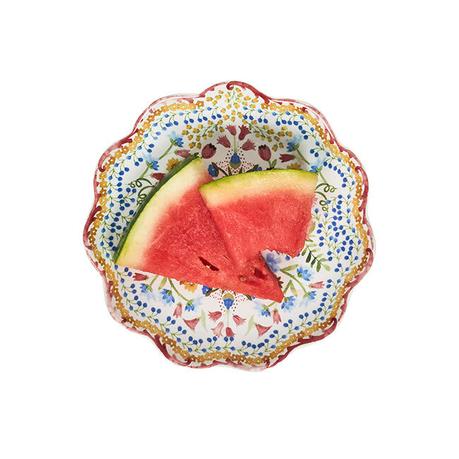 Juliska Sofia Side/Cocktail Plates | Set of 4 | Multi with food