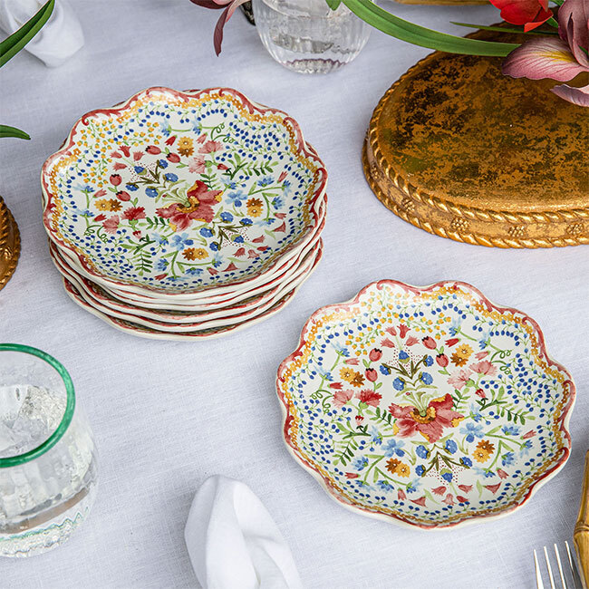 Juliska Sofia Side/Cocktail Plates | Set of 4 | Multi on table
