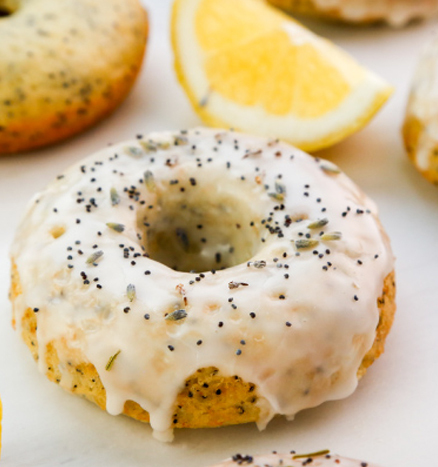 Lemon Poppyseed Doughnuts with Almond Icing
