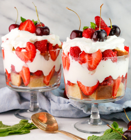 Red and White Berry Trifle with Salted Mascarpone Whipped Cream