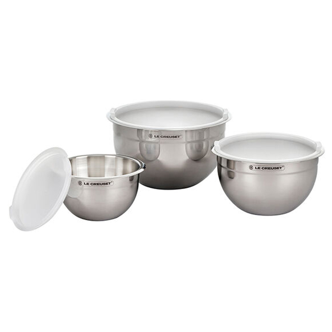 Product Le Creuset Stainless Steel Mixing Bowls with Lids, Set of 3